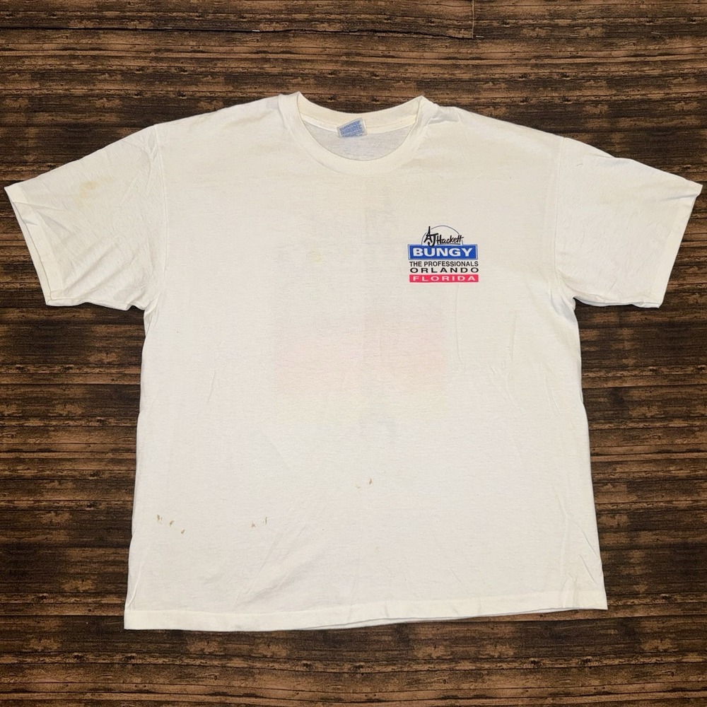 Vintage 90s AJ-Hackett Bungy Bungee Jumping Shirt XL Orlando Florida Hanes